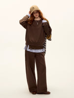 Plaid Trim Sweatshirt Set