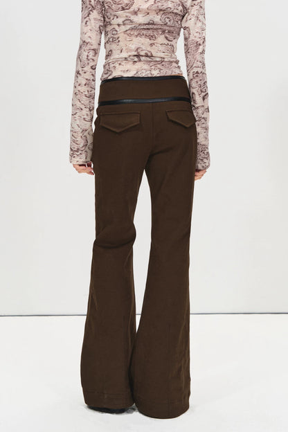 Metal Buckle Flare Cargo Pants