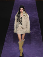 Oatmeal Quilted Wool Jacket & Skirt Set