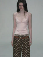 Pink Lace Twist Tank Top