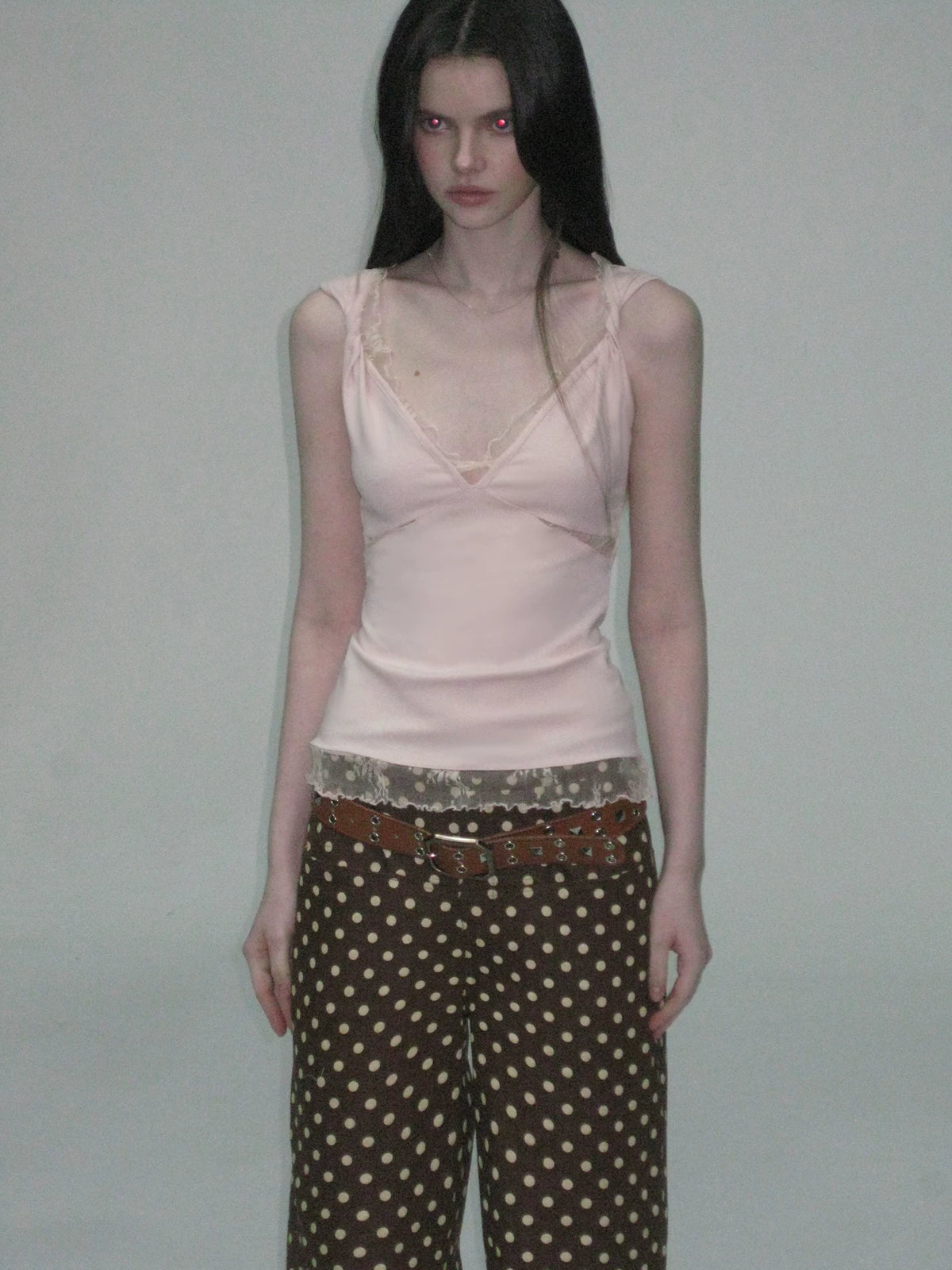Pink Lace Twist Tank Top
