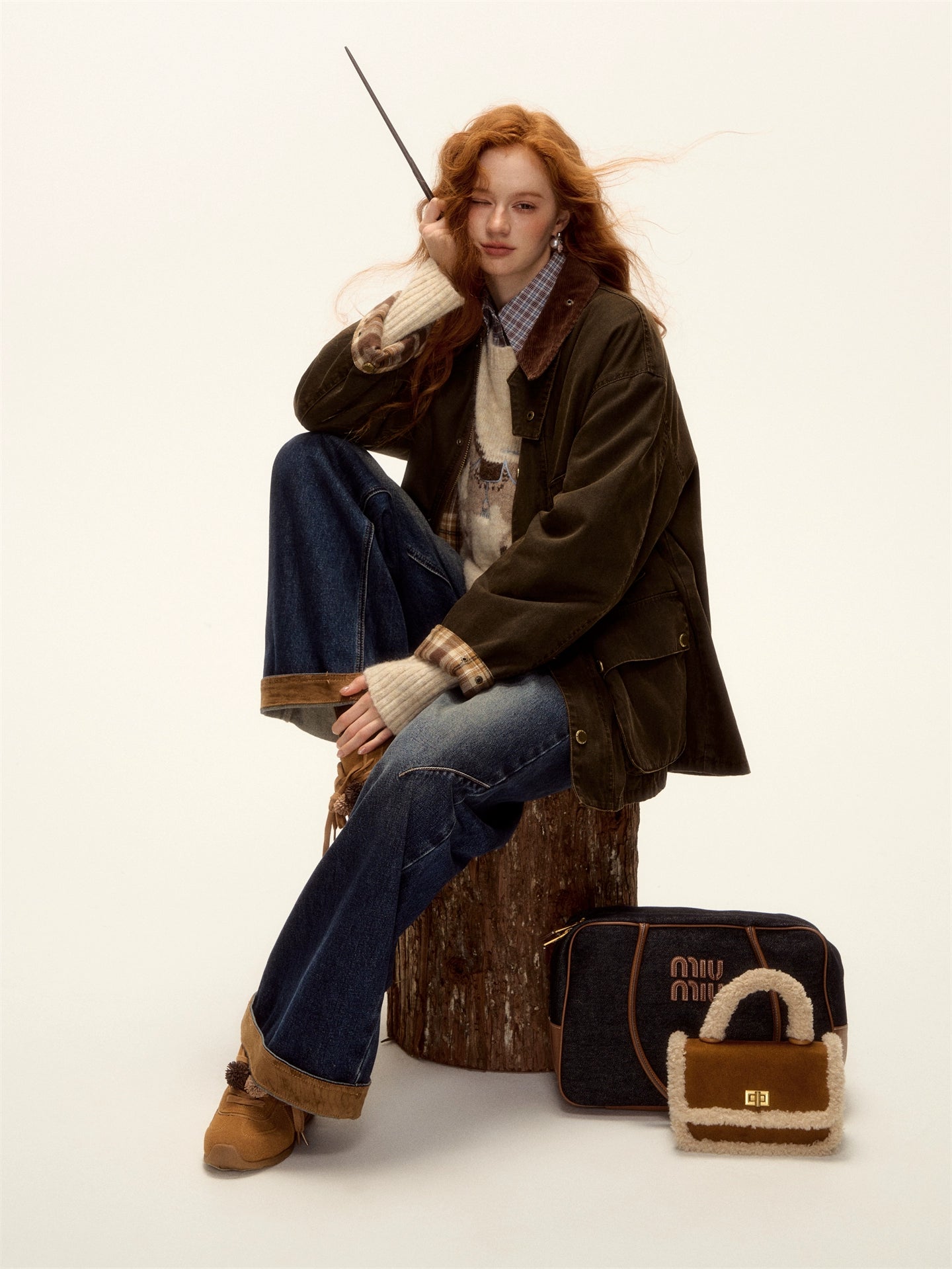 Plaid Corduroy Padded Jacket