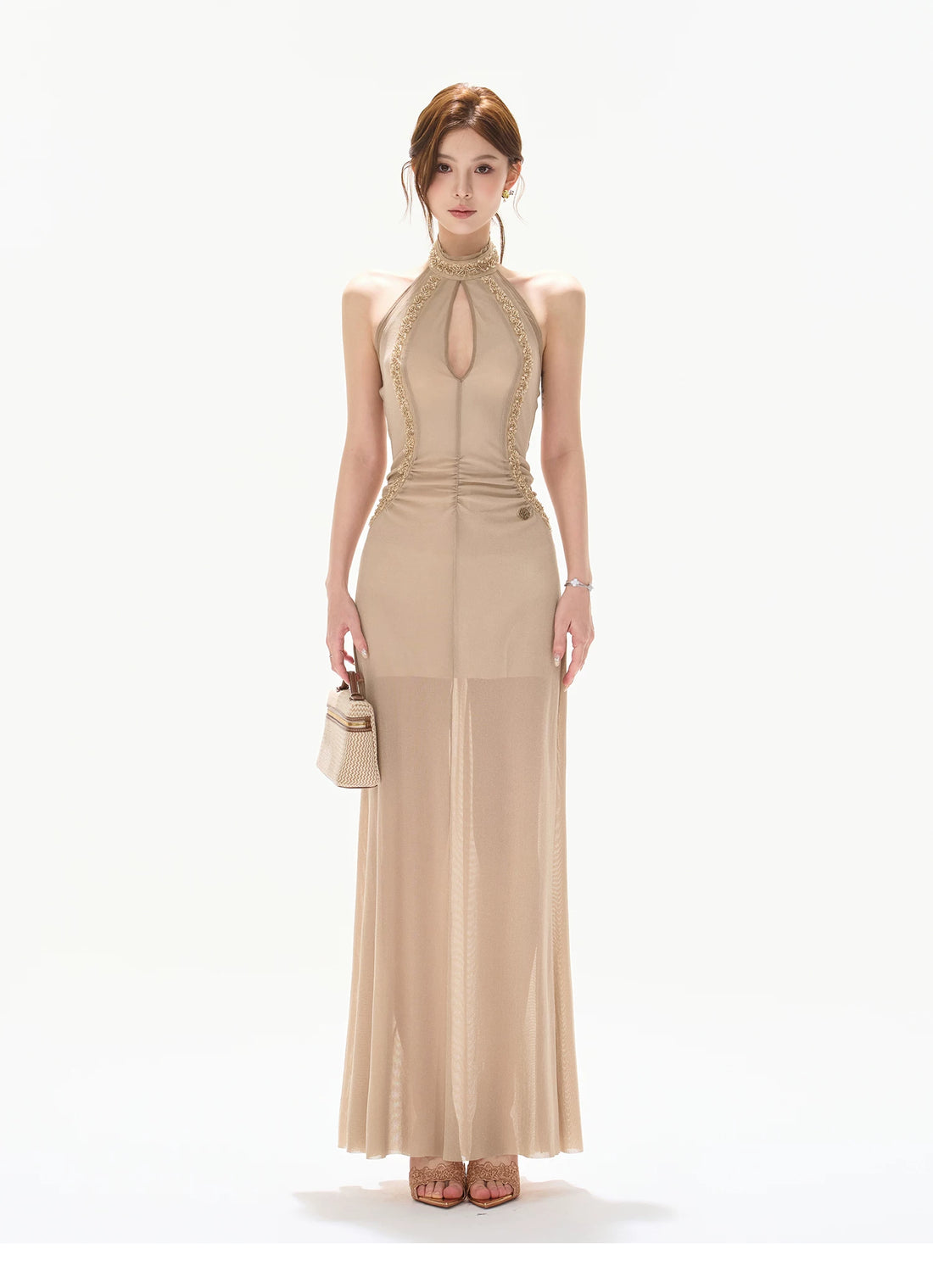 Beaded Halter Maxi Dress