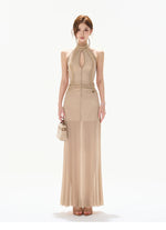 Beaded Halter Maxi Dress