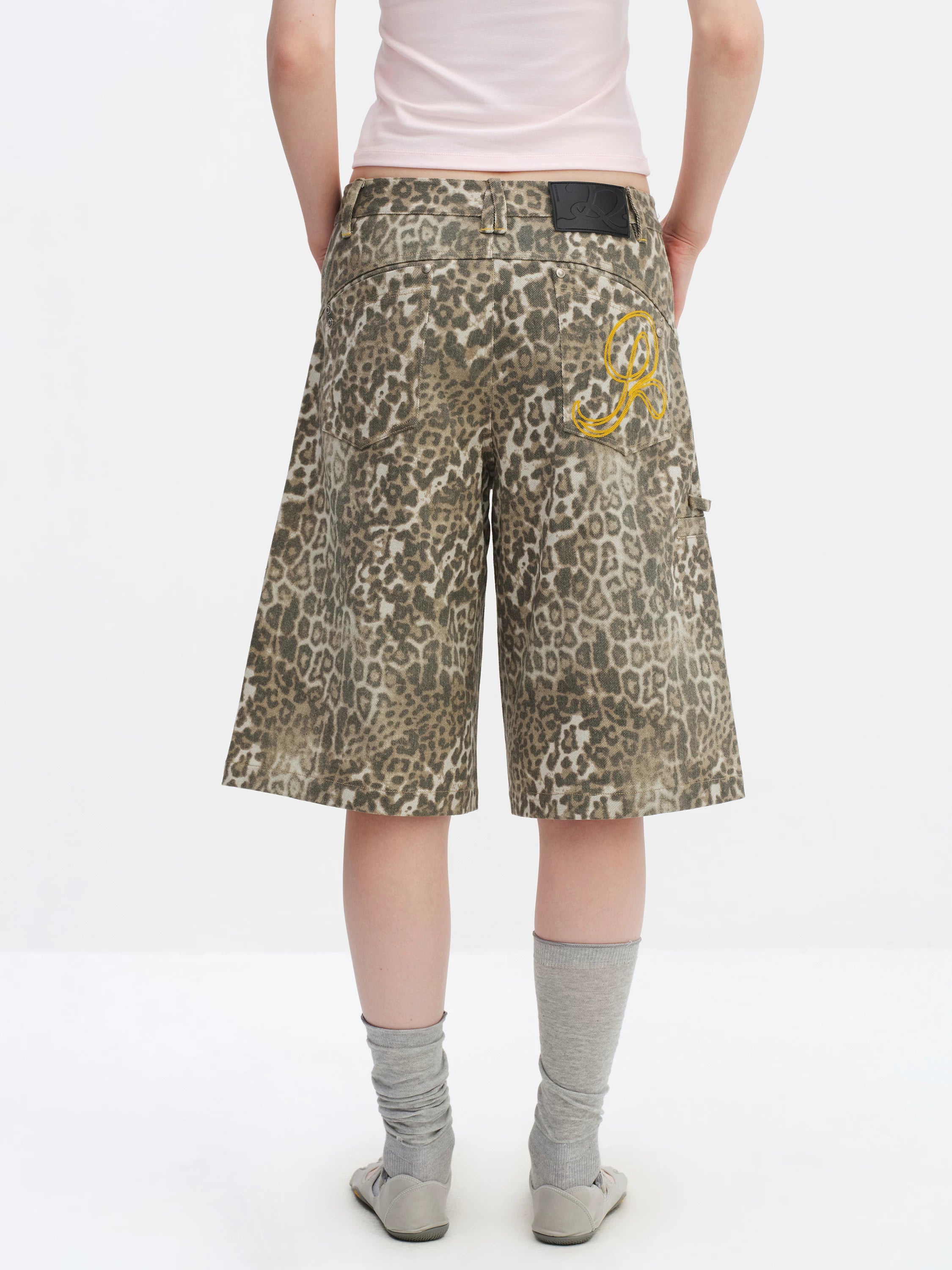 Leopard Print Cargo Shorts