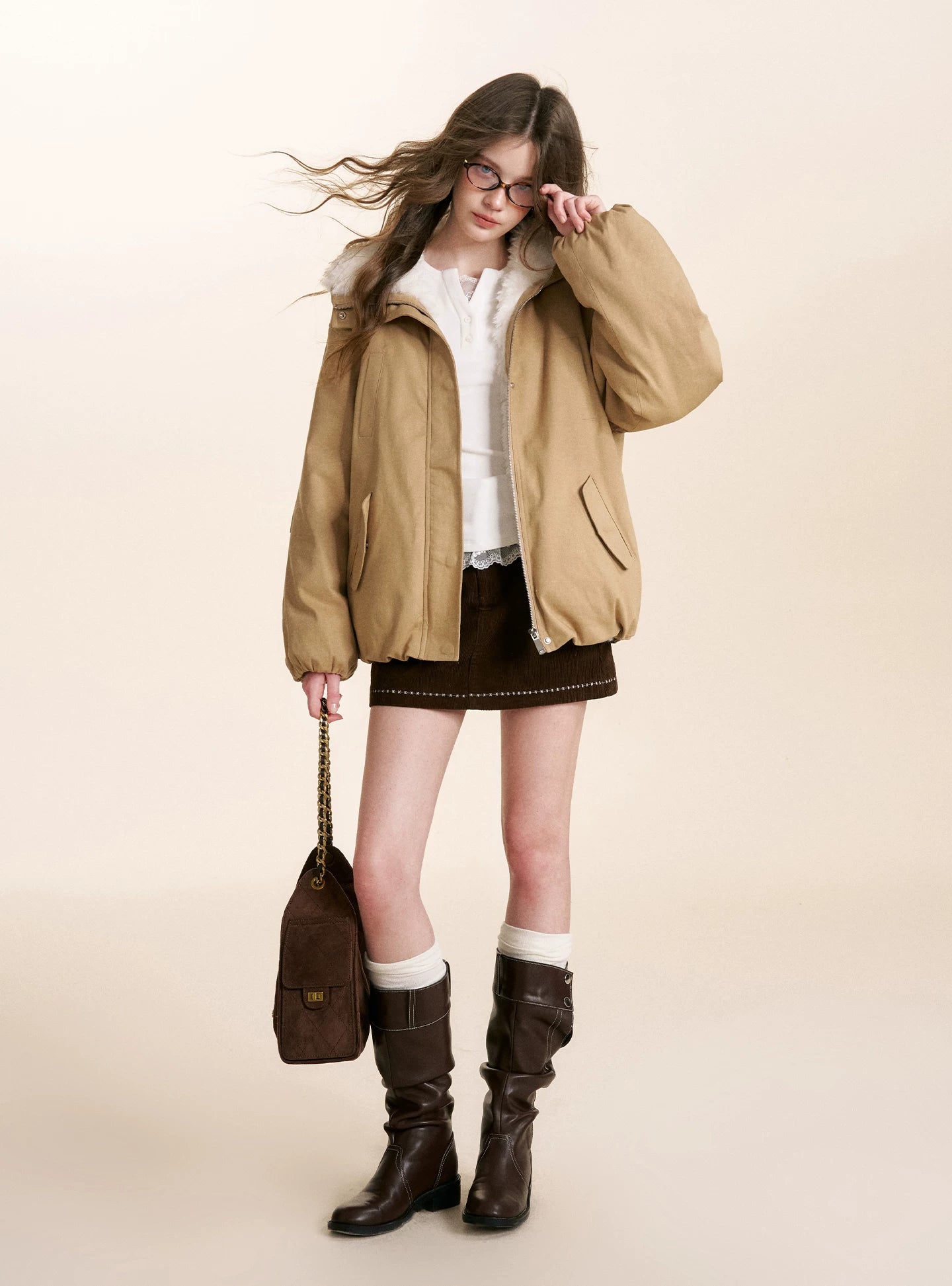 Shearling Collar Parka Jacket