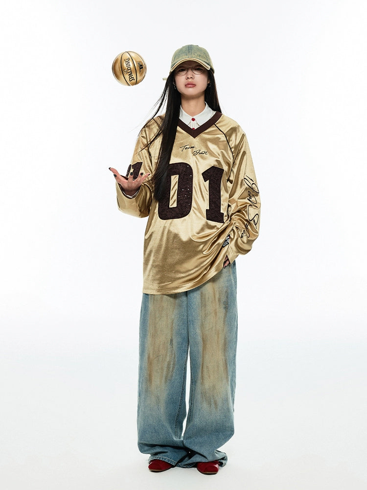 Vintage Mud‑Dye Straight‑leg Pants