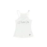 Rhinestone Ribbed Halter Tank Top
