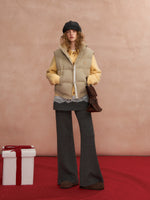 Lace Stand Collar Puffer Vest