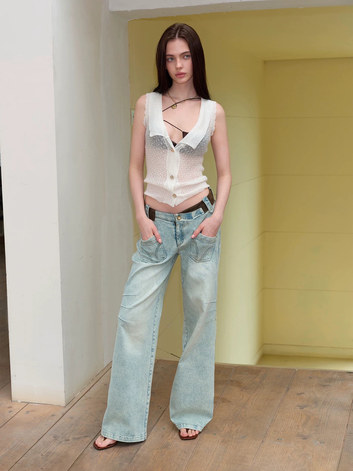 V-Waist Spliced Jeans