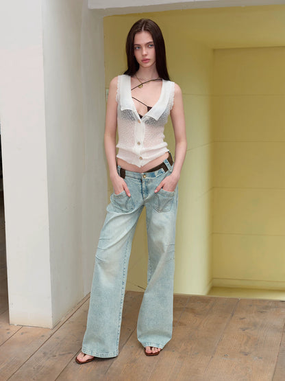 V-Waist Spliced Jeans