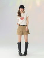 Multi-Pocket Rolled Hem Cargo Shorts