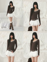 Lace Trim Polka Top