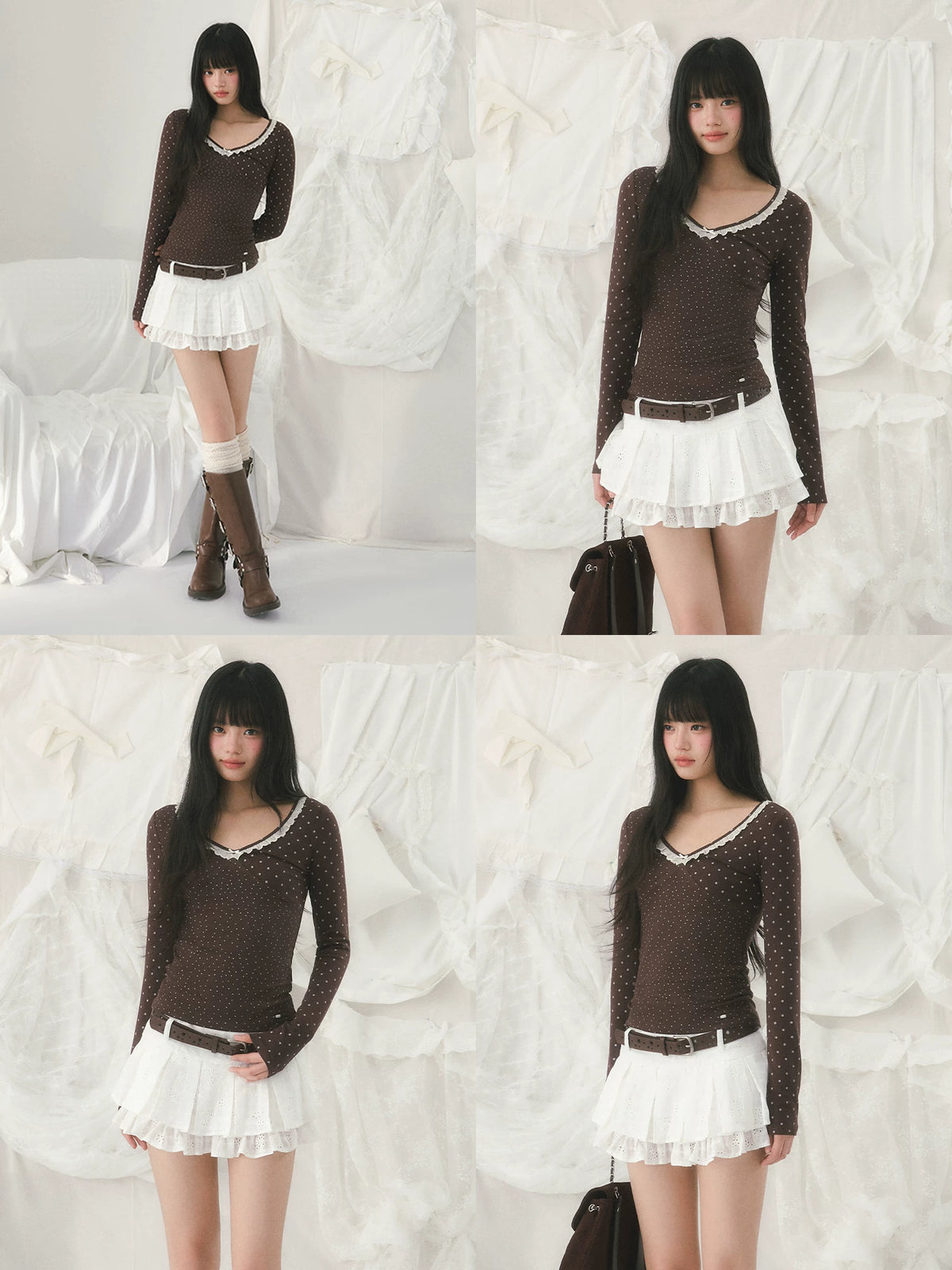 Lace Trim Polka Top