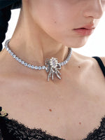 Vintage Bow Pearl Zircon Choker