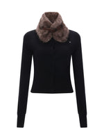 Black Detachable Fur Cardigan