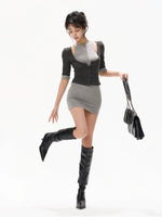 Gray Cutout Knit Dress