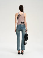 Flocked Mesh Floral Violet Cami