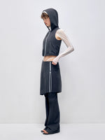Color-block Hooded Zipper Vest & Pant Set