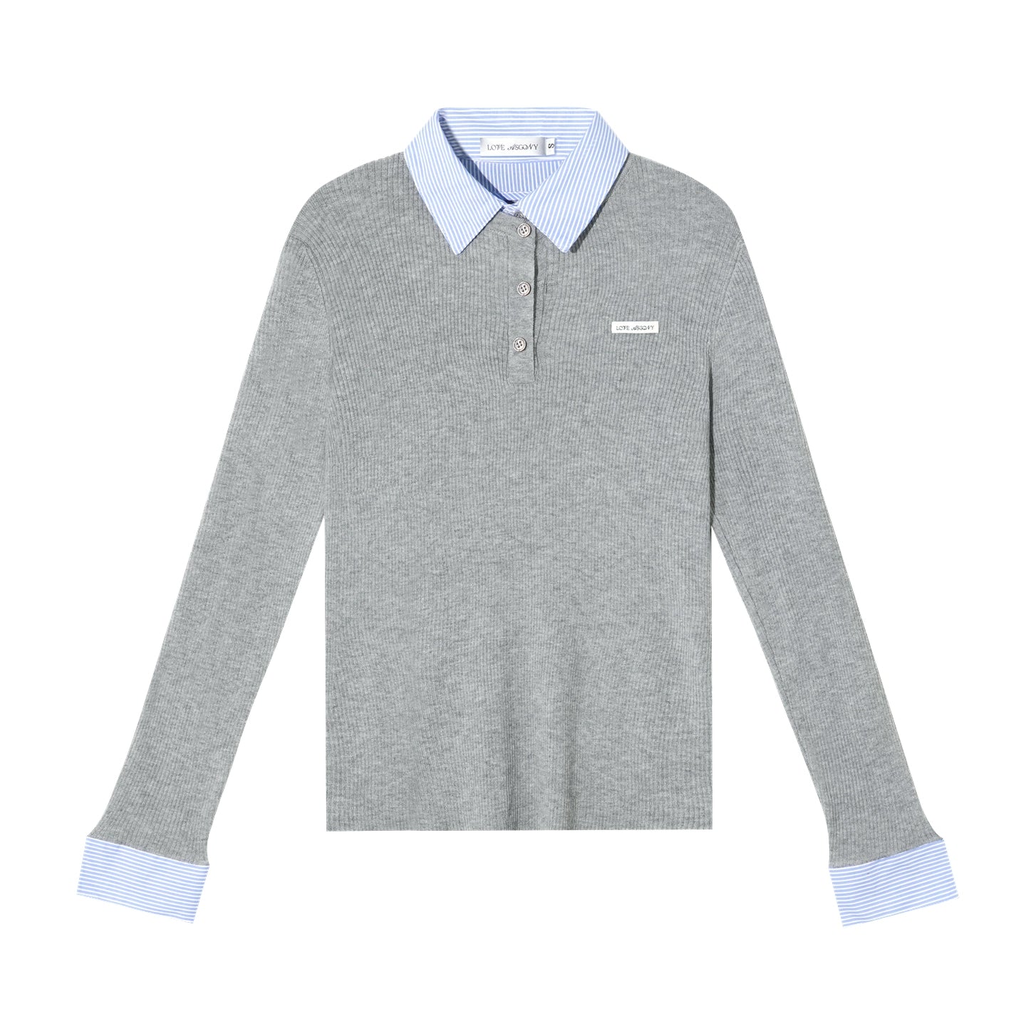 Blue &amp; Gray Striped Knit Lapel Sweater
