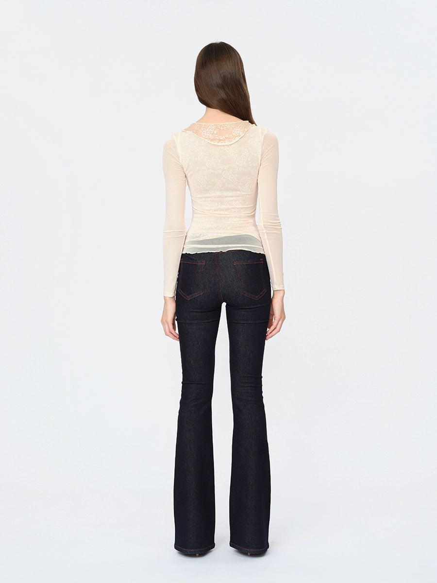 Sheer Lace Layered Blouse