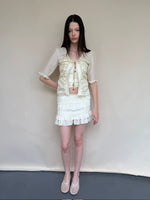 Ruched Tie Lace Trim Shirt
