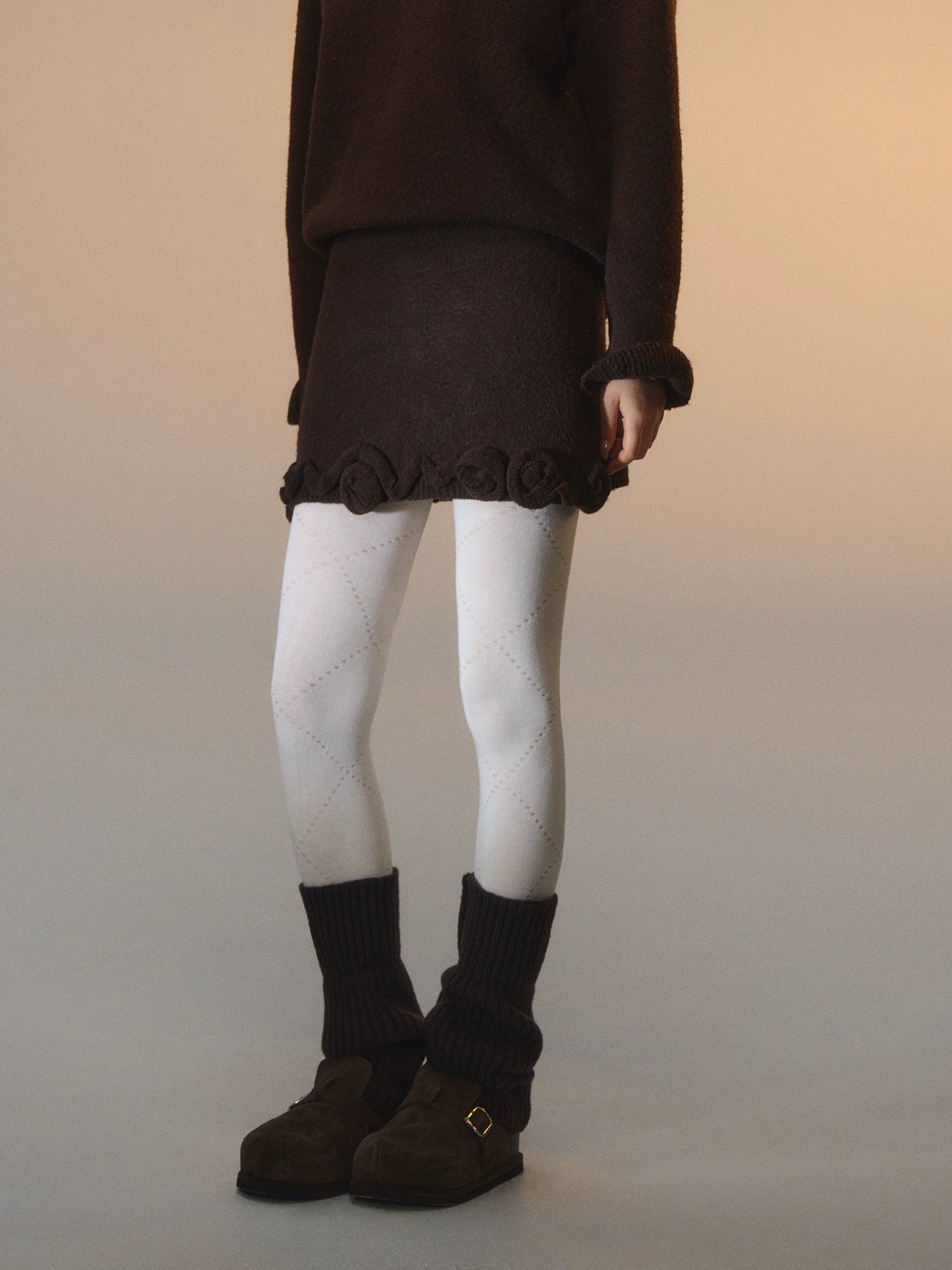 3D Rose V-Neck Knit Set