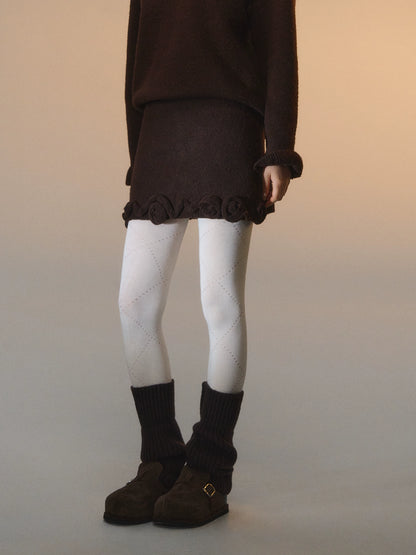 3D Rose V-Neck Knit Set