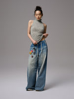 Solid Mohair High-Neck Sleeveless Vest