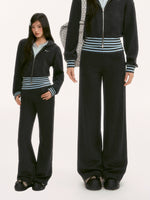 Gray Contrast Stripe Sweatpants