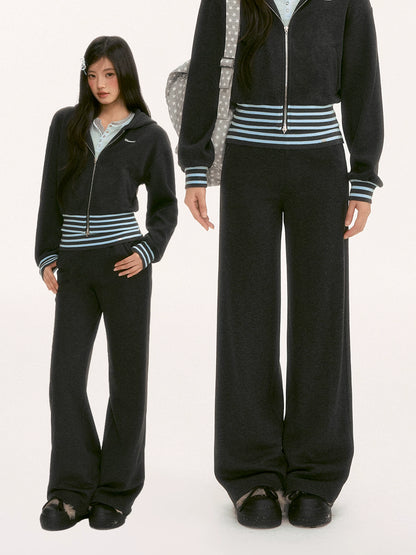 Gray Contrast Stripe Sweatpants