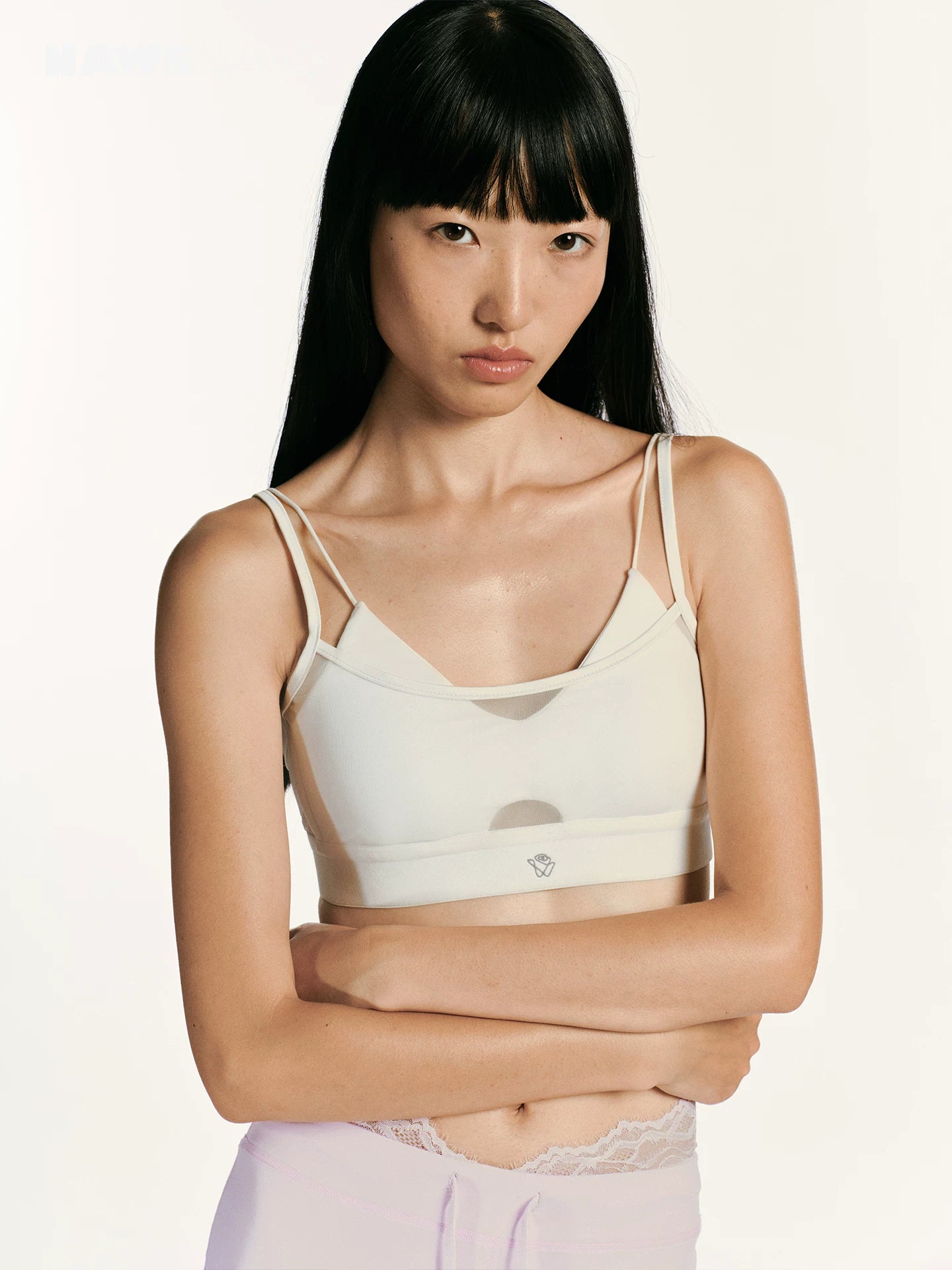 Mesh Cutout Layered Triangle Bra