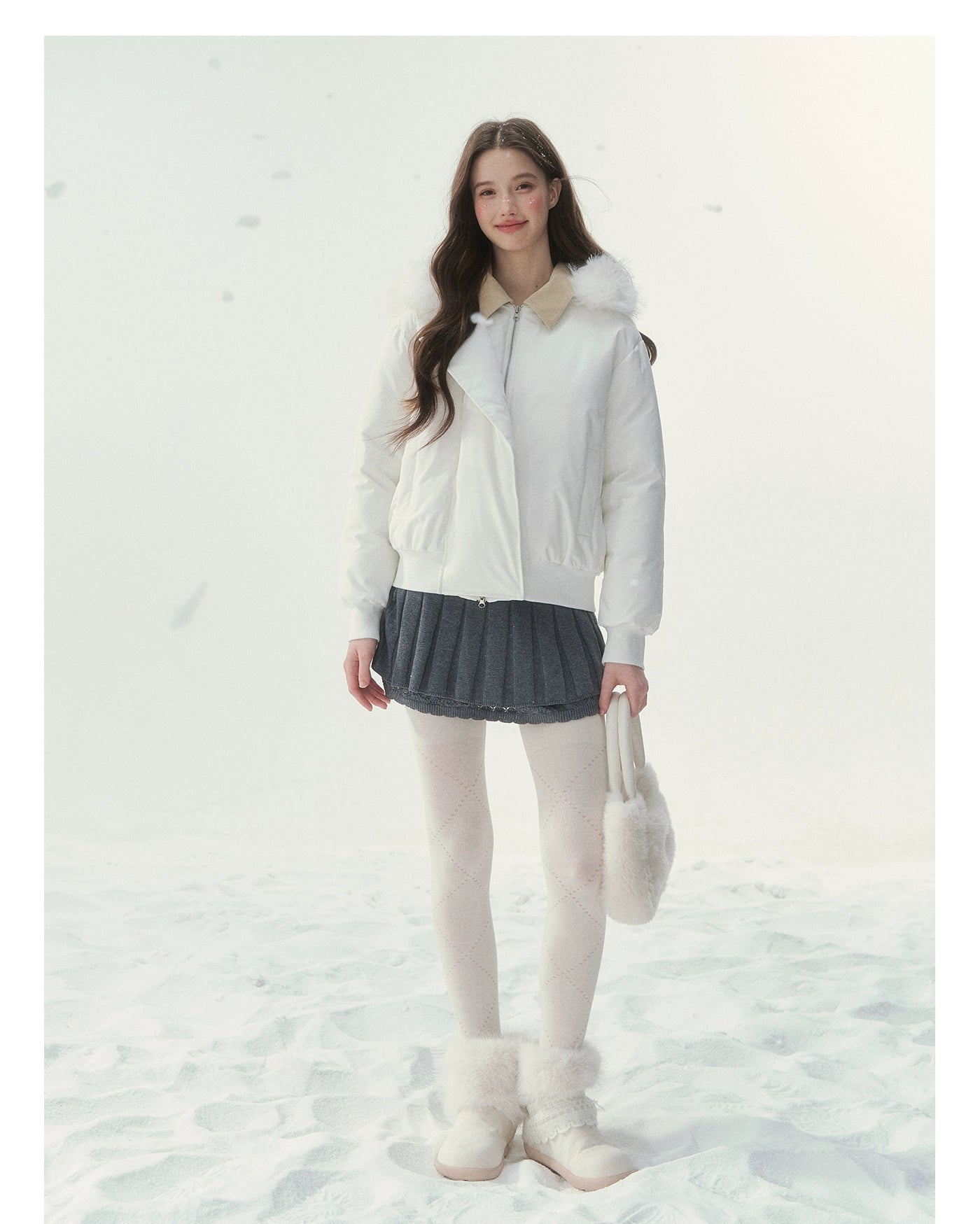"Snow Envelope" Faux-fur Collar Down Coat