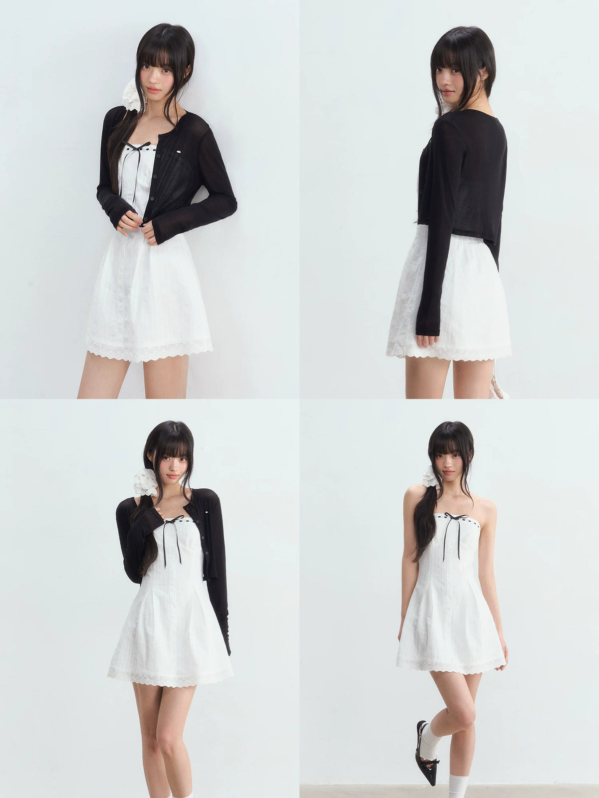 Bow Tube Dress &amp; Cardigan Set