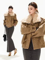 Asymmetric Fur Collar Coat