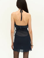 Navy Lace Splice Bodycon Dress