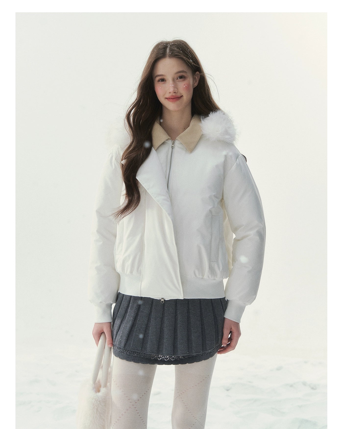 "Snow Envelope" Faux-fur Collar Down Coat