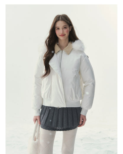 "Snow Envelope" Faux-fur Collar Down Coat
