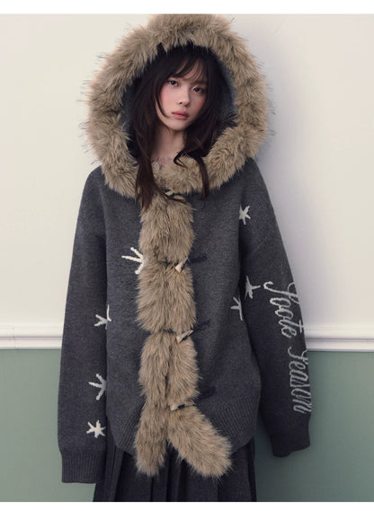 Hooded Toggle Knit Jacket