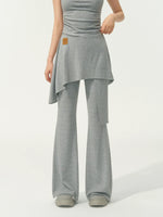 One Shoulder Irregular Slanted Pleat T-shirt & Pants Set