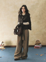 Khaki High Waisted Pleated Wide Leg Pants