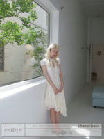 Ruffled Stand Collar Short Sleeve Top