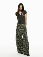 Washed Camo Wide Leg Jeans