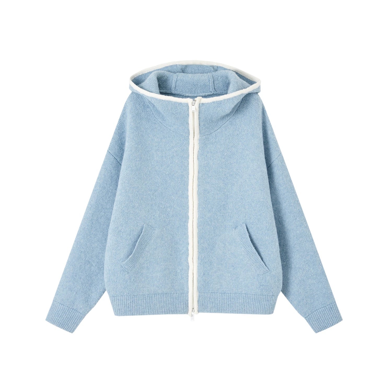 Contrast Trim Hooded Cardigan