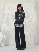 Vintage Number Printed Off-Shoulder Tee