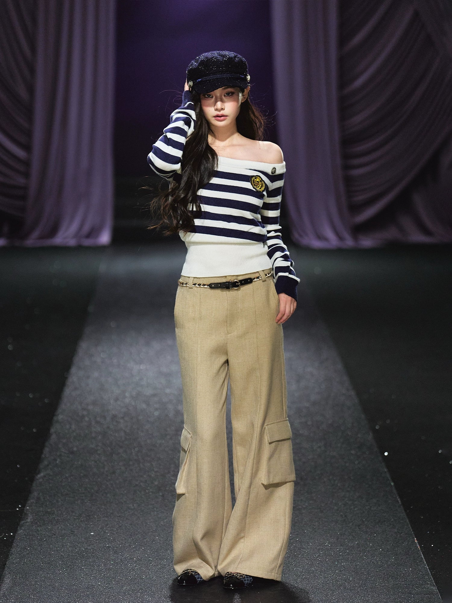 Belted Utility Wide-Leg Trousers