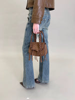 Suede Braided Handle Mini Bag