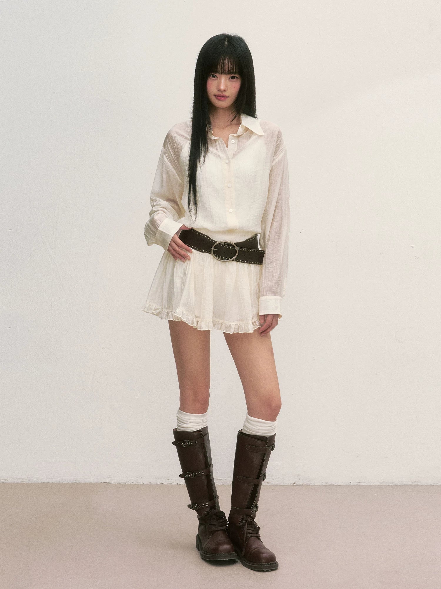 Apricot Ballet Ruffle Mini Skirt