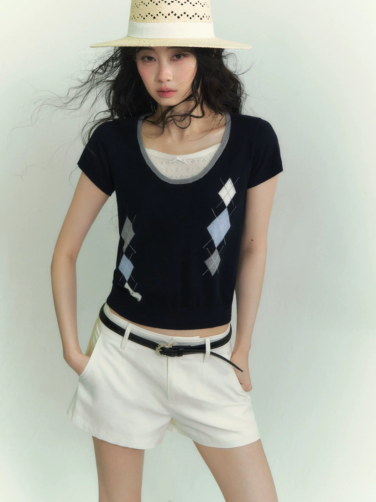 Argyle Layered Short Tee
