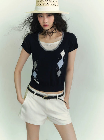 Argyle Layered Short Tee